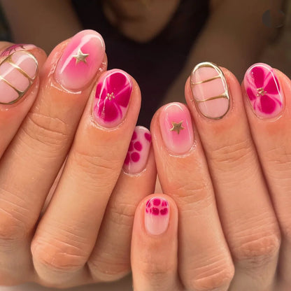 24pcs Flower Design Fake Nail Tips Full Cover - Smarsty