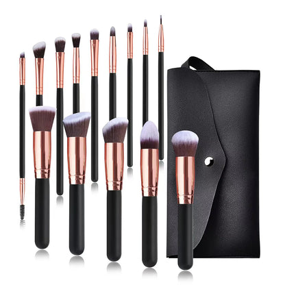 14Pcs Makeup Brush Set for Beginners Soft Bristle Powder Brush Blush Eye Shadow Beauty Tools, Buy 14pcs Brush Get 1 Free Sponge