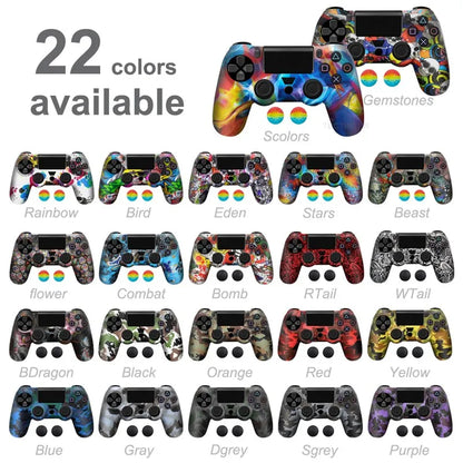 Silicone Skin Case for PS4 Controller with Grip Caps - Smarsty