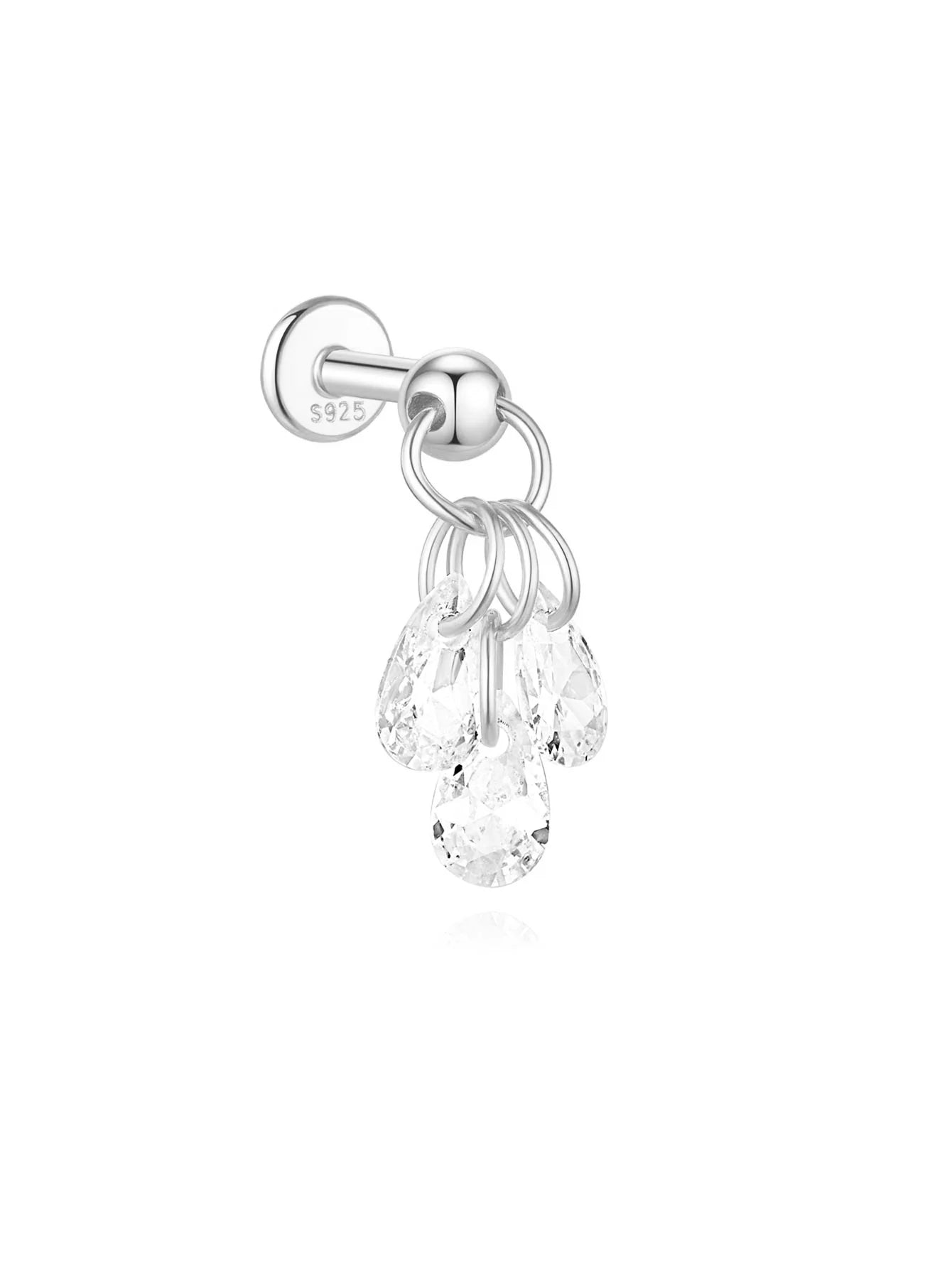 925 Sterling Silver Lotus Tassel Zircon Stud Earrings - Smarsty
