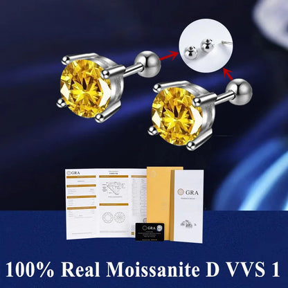 D VVS1 Moissanite Stud Earrings S925 Platinum Plating - Smarsty