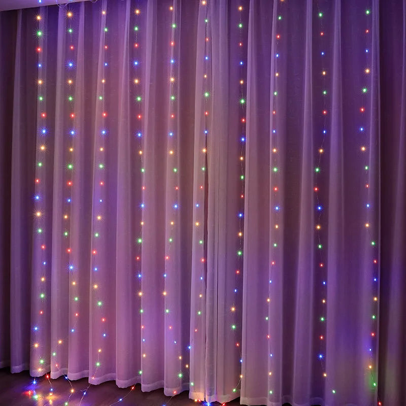 3/4/6m Curtain LED String Lights Garland USB Festoon Remote Control Fairy Garland Lights Christmas Decoration for Bedroom Home - Smarsty