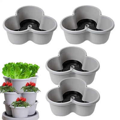 Plastic Stackable Vertical Flower Pot Multi-layer Garden Planter Tower with Movable Casters for Strawberry vegetable Frame Grow