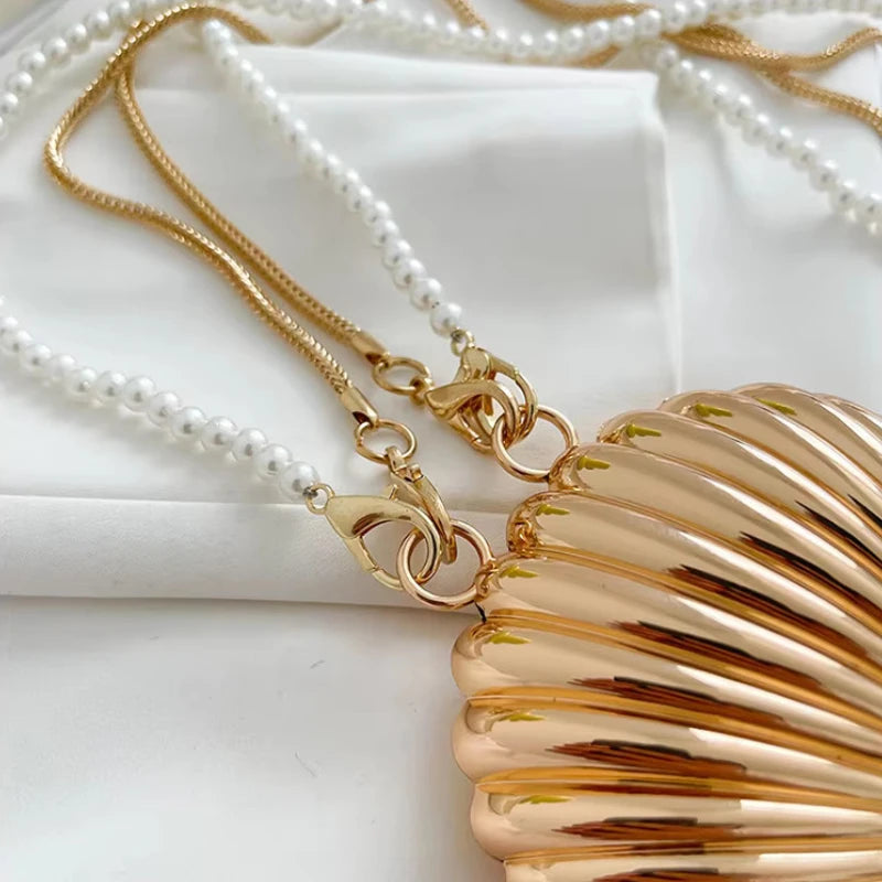 Pearl Mini Crossbody Bag Gold Shell Shoulder Purse Luxe - Smarsty