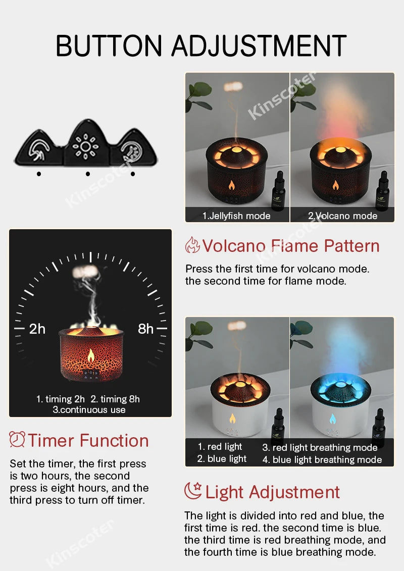 Aromatherapy Volcano Flame Diffuser with Humidifier Feature - Smarsty