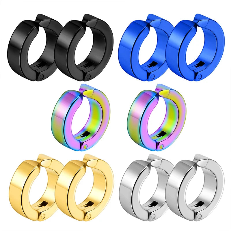Stainless Steel Ear Clip Earrings No Piercing Black - Smarsty