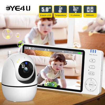 5 Inch Video Baby Monitor With Camera PTZ Zoom Babyphone Cam Security Protection Surveillance Cameras Temperature Sensor Lullaby by Smarsty