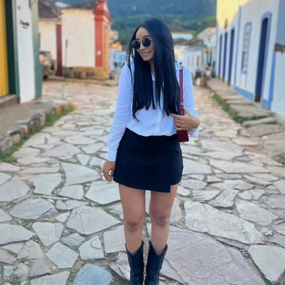 MUJER 2025 Asymmetric Skort For Women Black High Waist Mini Skirt Shorts Women Casual Bermuda Shorts Woman Summer Skirt Shorts - Smarsty