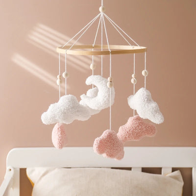 Wooden Crib Mobile Baby Bed Bell Rattle Toy Soft Felt Cartoon Bear Mobile Hanging Newborn Music Box Bed Bell Hanging Bracket Toy by Smarsty