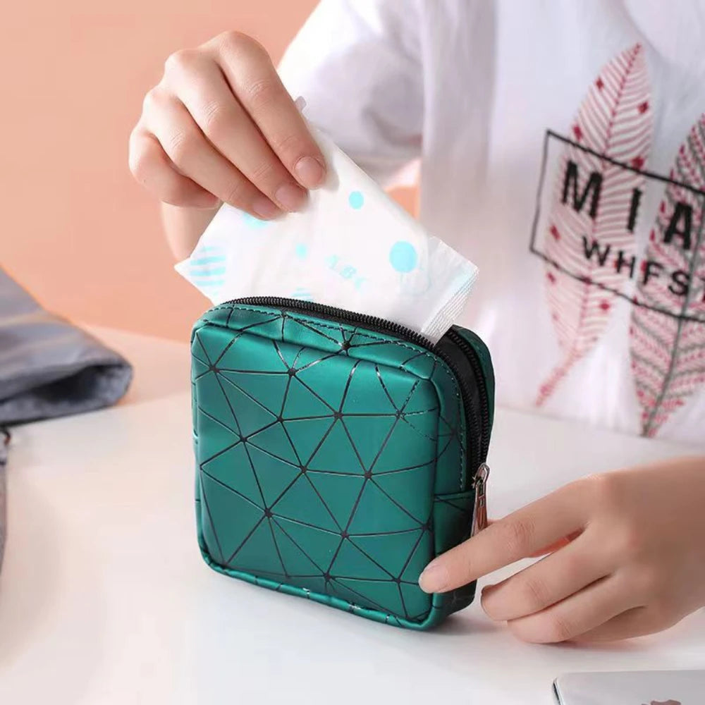 Waterproof Leather Sanitary Napkin Storage Bag With Zipper - Smarsty