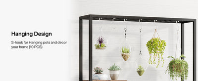 Tribesigns 5 Tiers Tall Indoor Plant Stand 70.9 inches Large Metal Plant Shelf with 10 PC S Hanging Hooks for Garden - Smarsty