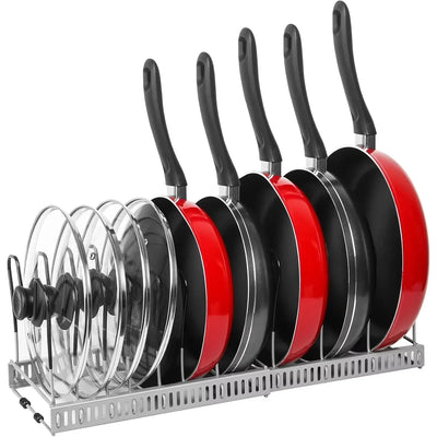 Expandable Pots and Pans Storage Rack for Cabinets Pot and Lid Holder with 6 Adjustable Shelves for Kitchen Organization Tools by Smarsty