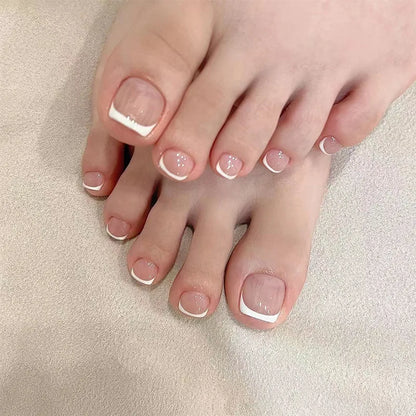 French False Toenails with Heart Rhinestone Design - Smarsty