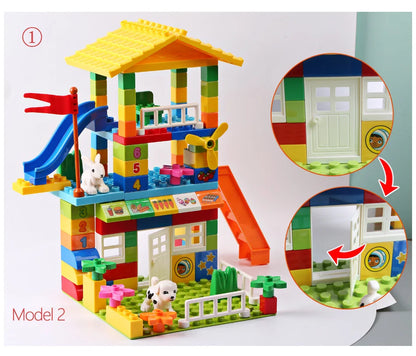 153PCS Big Particle Roof Blocks Compatible City House Big Size Slide Building Blocks Castle Brick Toys For Children - Smarsty