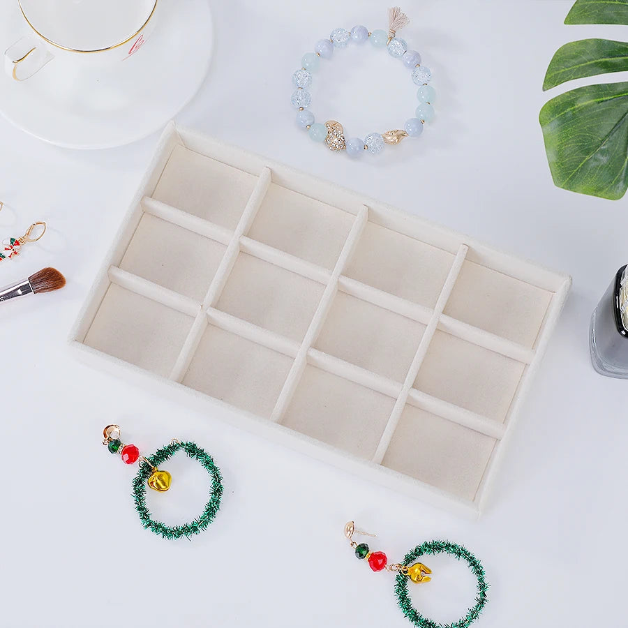 Beige Flocking Jewelry Box Tray for Elegant Storage - Smarsty