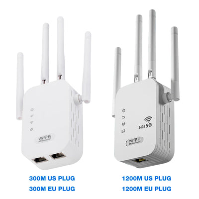 Dual-Band 2.4G 5G WiFi Repeater Signal Booster WiFi Extender 802.11bgn Gigabit Router with WPS EU/US Plug Type WiFi Amplifier - Smarsty