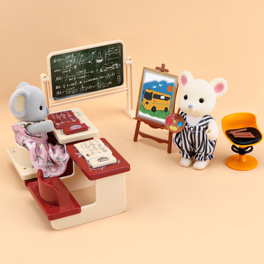 1:12 Dollhouse Koala Miniature Simulation Classroom Scene Accessories Drawing Tool Miniature Furniture Girl Birthday Gift Toys