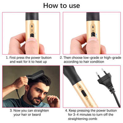 Electric Hot Comb Straightener for Quick Beard Styling - Smarsty