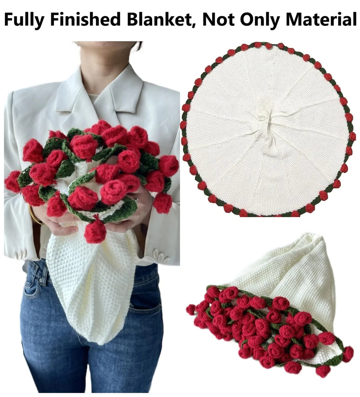 Handmade Crochet Rose Blanket for Cozy Comfort - Smarsty