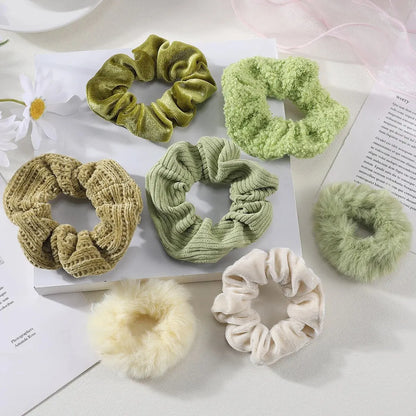 7/21 Pcs/Set Women Hair Scrunchies Set Plush Solid Hair Band for Girls Ponytail Holder Rubber Bands Hair Ties Hair Accessories - Smarsty