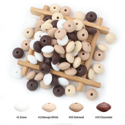 Silicone Beads 12mm Lentil Focal Beads Non Toxic Diy Set - Smarsty