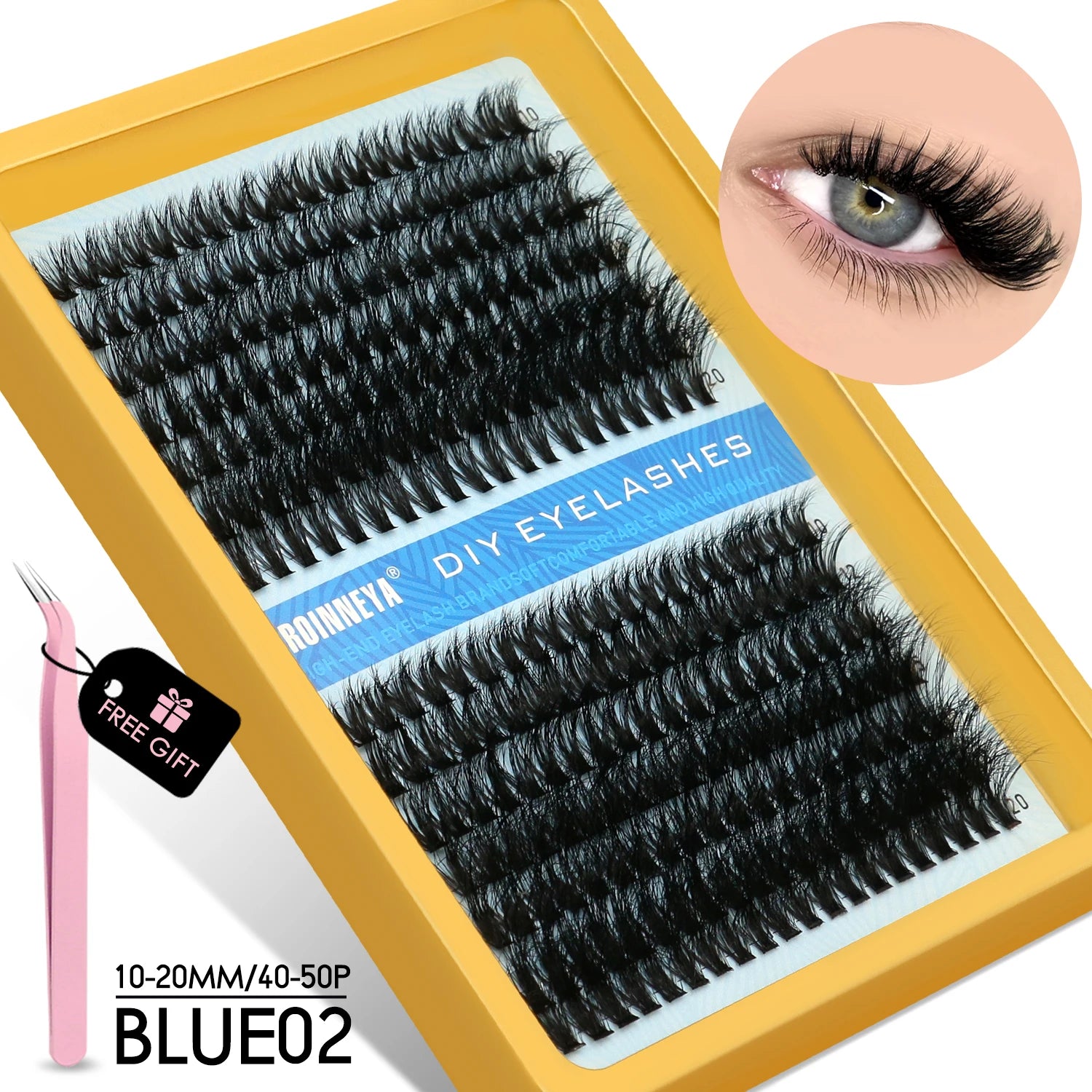 GROINNEYA Fluffy Cluster Lashes Kit for Volume Eyelash Extensions - Smarsty