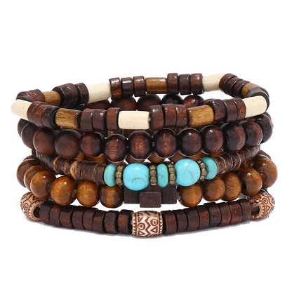Ethnic Wood Bead Cactus Charms Bracelets for Women - Smarsty