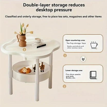 [Stylish Side Table] Stylish Modern Round Side Table with Storage Shelf | Space-Saving, Lightweight for Living Room, Bedroom