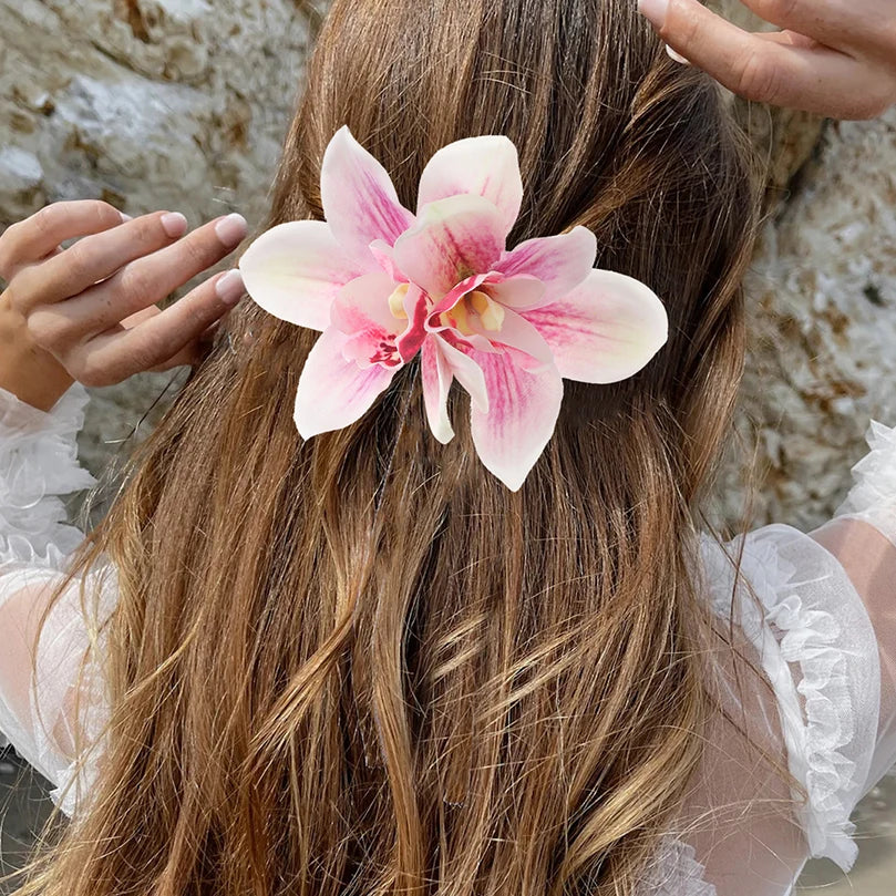 Bohemian Orchid Flower Hair Clips for Weddings - Smarsty