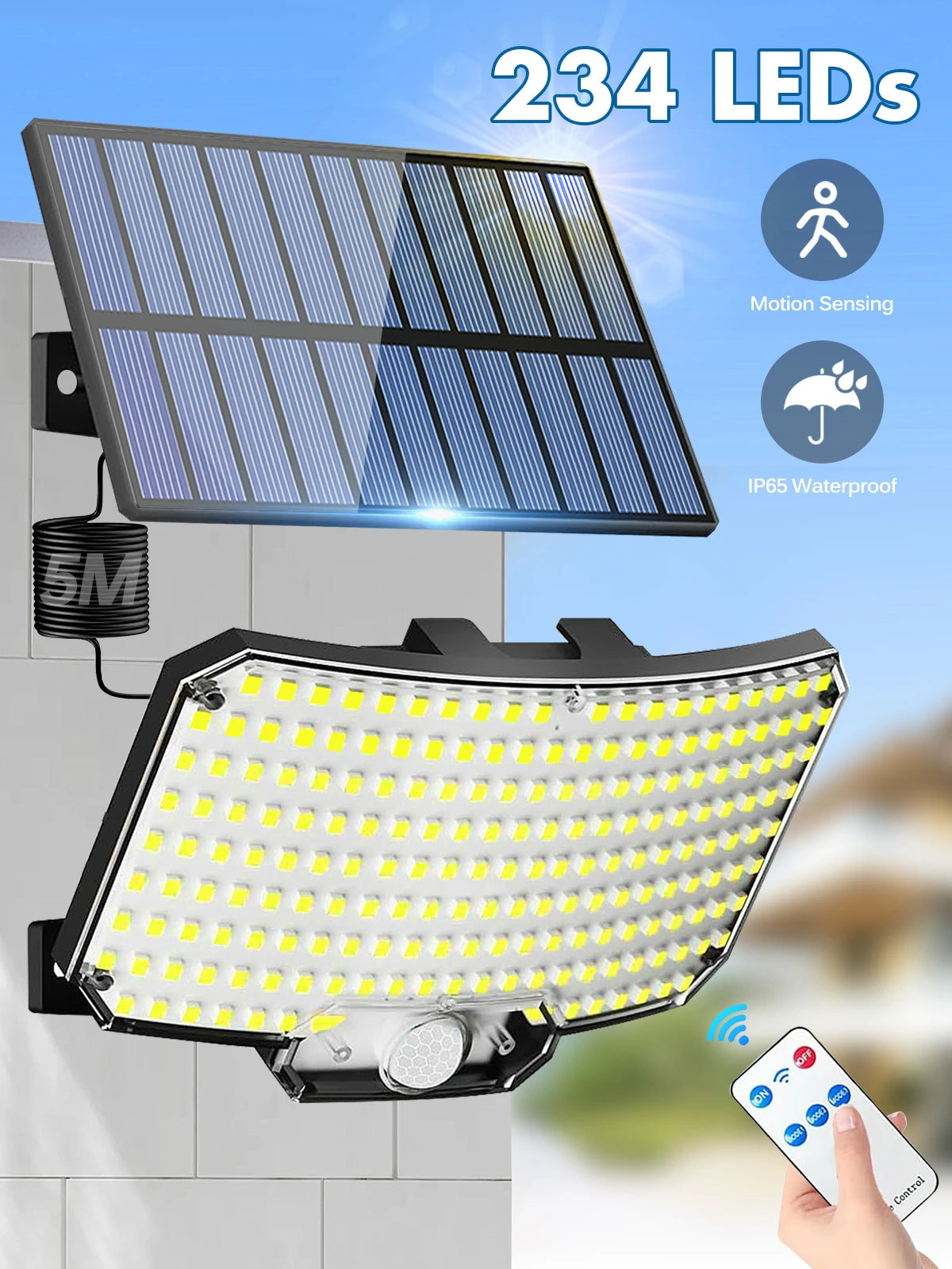 Solar Lights Outdoor 234LED Motion Sensor Security Flood Lights - Smarsty