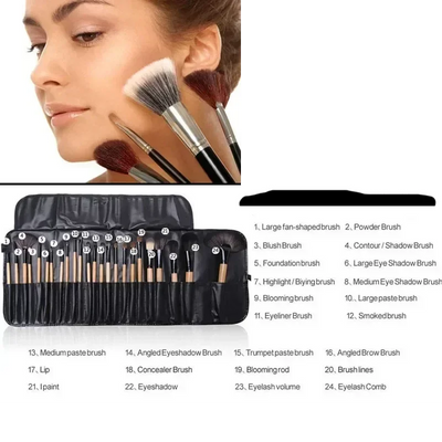 Free Gift Bag and Sponge for 24 pcs Makeup Brush Sets Cosmetics Brushes Eyebrow Powder Foundation Shadows Make Up Tools - Smarsty