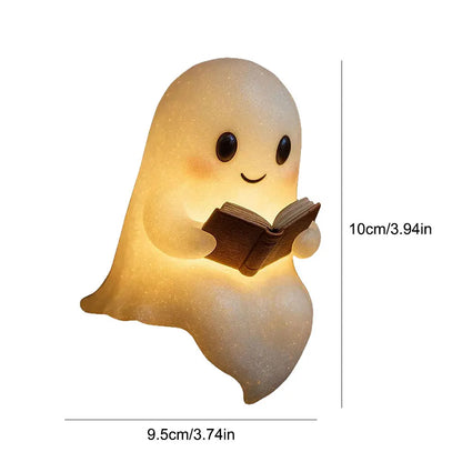 Cute Ghost Reading Book Lamp Halloween Ghost Night Light Halloween Decor for Bedroom Study Room Readers