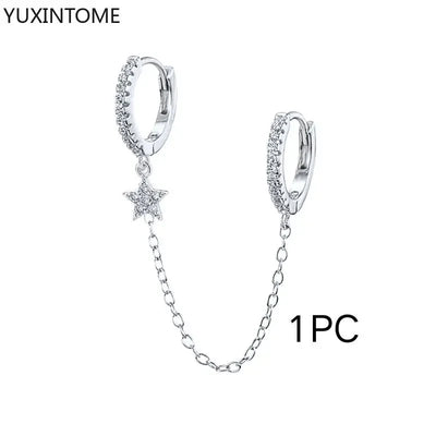 925 Sterling Silver Hoop Earrings White Crystal Luxury - Smarsty