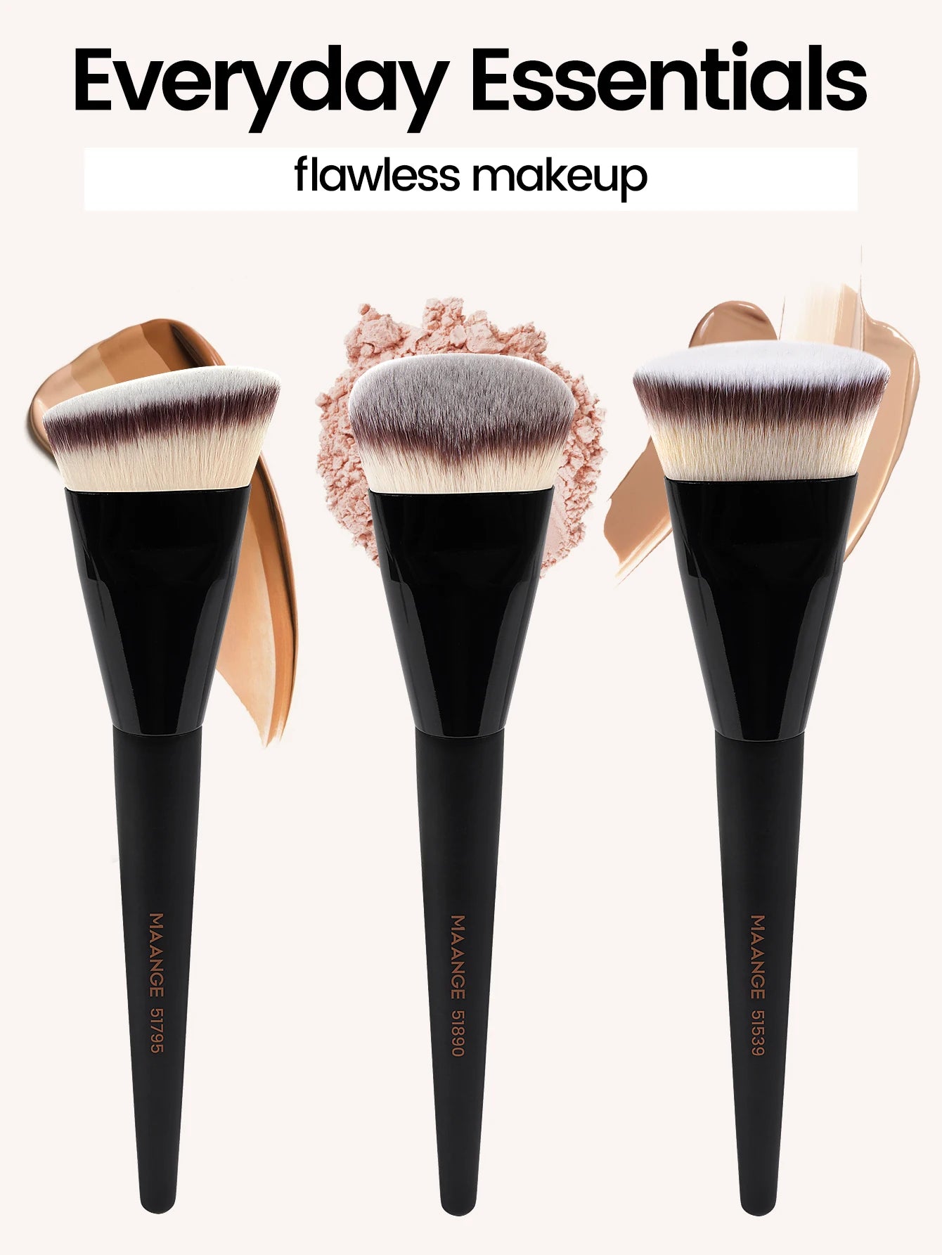 MAANGE 3 Piece Makeup Brush Set for Flawless Application - Smarsty