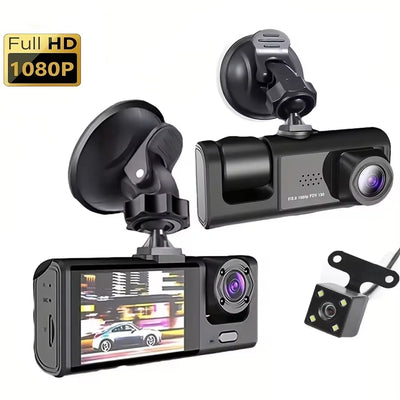 Dash Cam W/ IR Night Vision Loop Recording & 2" IPS Screen 1080P 3 Camera ， DVR recorder, video recorder, Vehicle DVR - Smarsty