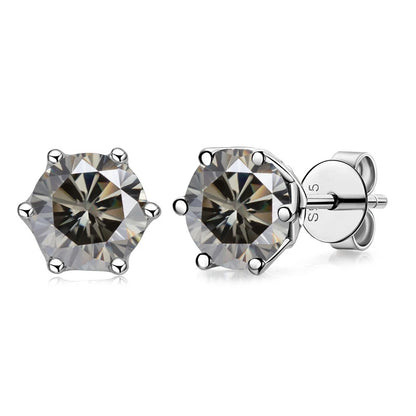 Moissanite Stud Earrings Sterling Silver VVS D Sparkle - Smarsty
