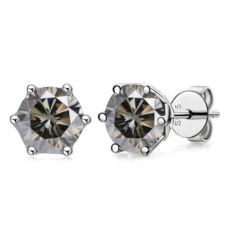 Moissanite Stud Earrings Sterling Silver VVS D Sparkle - Smarsty