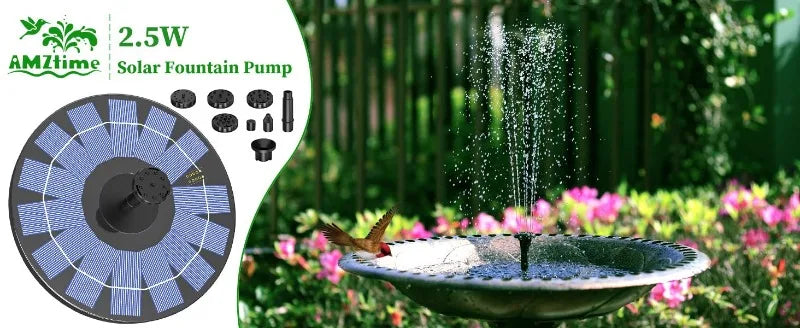 Outdoor Solar Fountain Pump Kit with 6 Nozzles - Smarsty