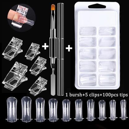 100 Pcs Acrylic Fake Nail Tips Set for Easy Manicure - Smarsty