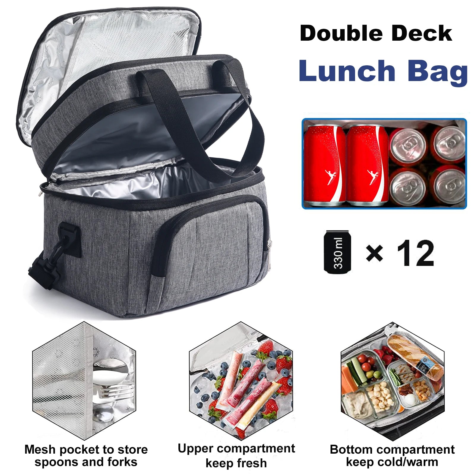 Insulated Lunch Bag With Adjustable Strap And Waterproof - Smarsty