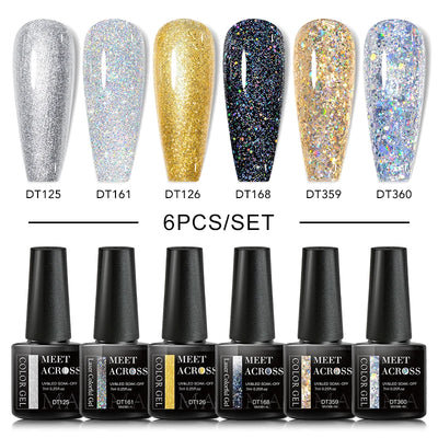 Glitter Red Silver Gel Nail Polish Set for Stunning Nail Art - Smarsty
