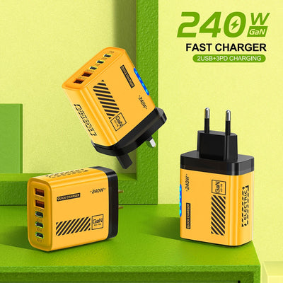5 Ports Fast Charger Type C Quick Charge 3.0 USB C Wall Charger Adapter For iPhone 17 Pro Samsung Xiaomi mi PD USB Fast Charging - Smarsty