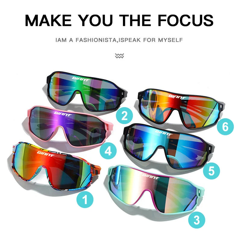 GIANT Top Seller Cycling Glasses UV400 Anti Fog REVO Lenses HD Clarity CE/ANSI Certified Cateye Design MTB/Road Bike man women