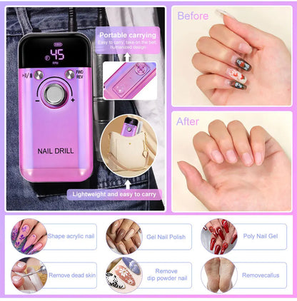 Professional 45000RPM Electric Nail Drill for Manicure - Smarsty
