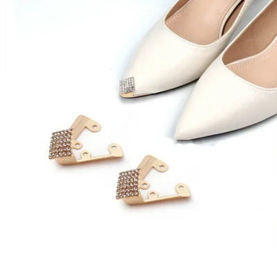 Women High Heel Metal Toe Cap Wear and Tear Concealer Anti-kicking Leather Shoes Point Protector Flat Shoe Tips Cap Accessorices - Smarsty