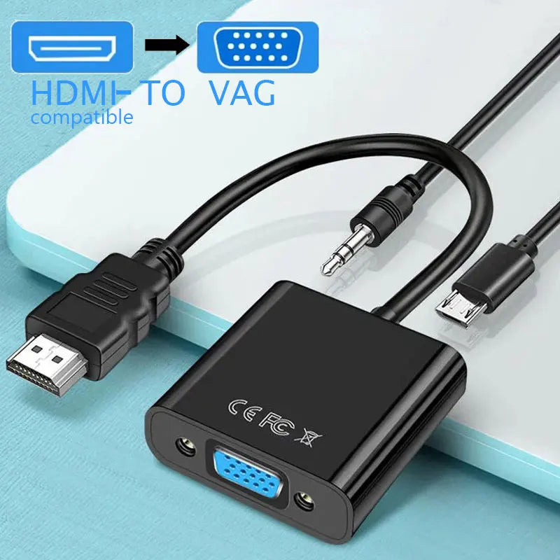 HD 1080P HDMI to VGA Cable Adapter for Clear Video - Smarsty
