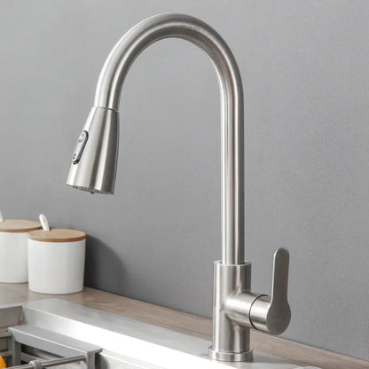 Stainless Steel Pull-Out Kitchen Faucet with Hot and Cold Water - Smarsty