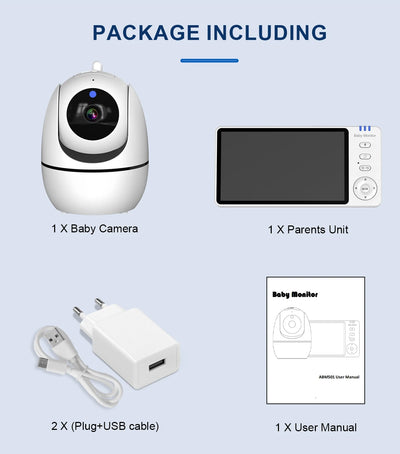 5 Inch Video Baby Monitor With Camera PTZ Zoom Babyphone Cam Security Protection Surveillance Cameras Temperature Sensor Lullaby by Smarsty