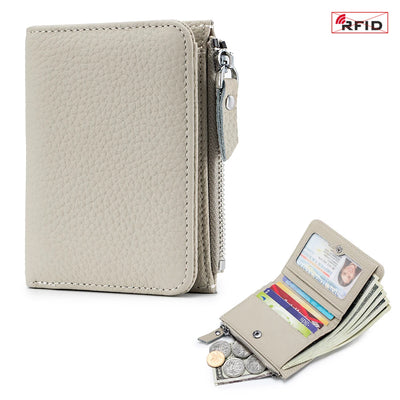 Genuine Leather Men Women Cute Short Wallet Luxury Solid Zipper Coin Purse rfid Bank Credit Card Holder Slim Small Money Bag - Smarsty