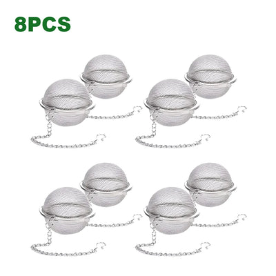 10-2pcs Stainless Steel Tea Ball Loose Leaf Tea Strainer Infusers Extra Fine Mesh Tea Interval Diffuser with Chain - Smarsty